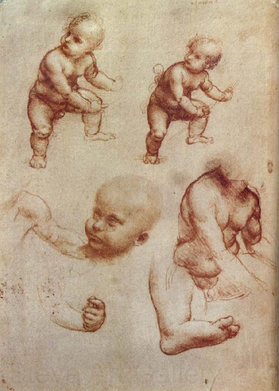 LEONARDO da Vinci Drawing of an Infant Spain oil painting art